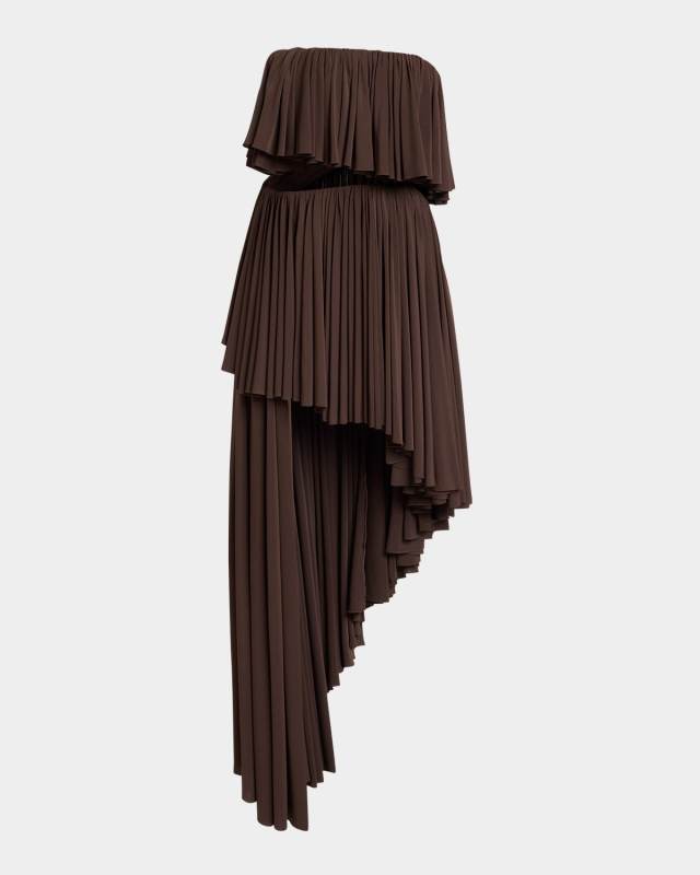 Strapless Ruffle Spiral Cutout Dress